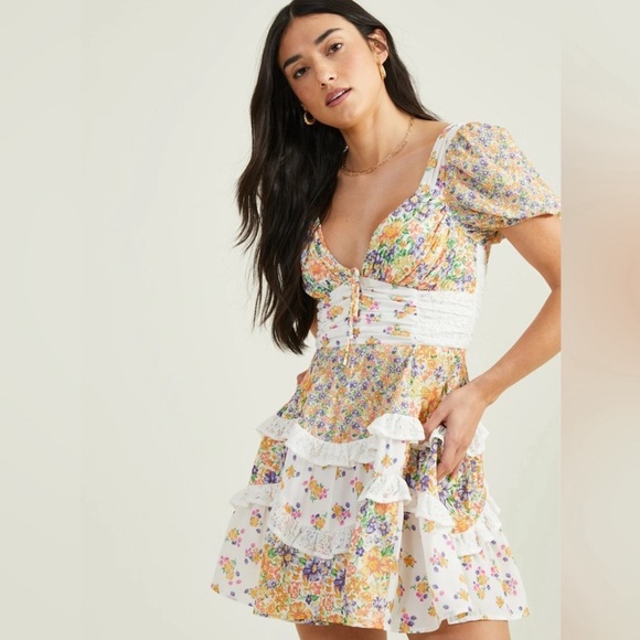 Altar'd State Dresses & Skirts - Altar’d State Aderny Patchwork Floral Mini Dress